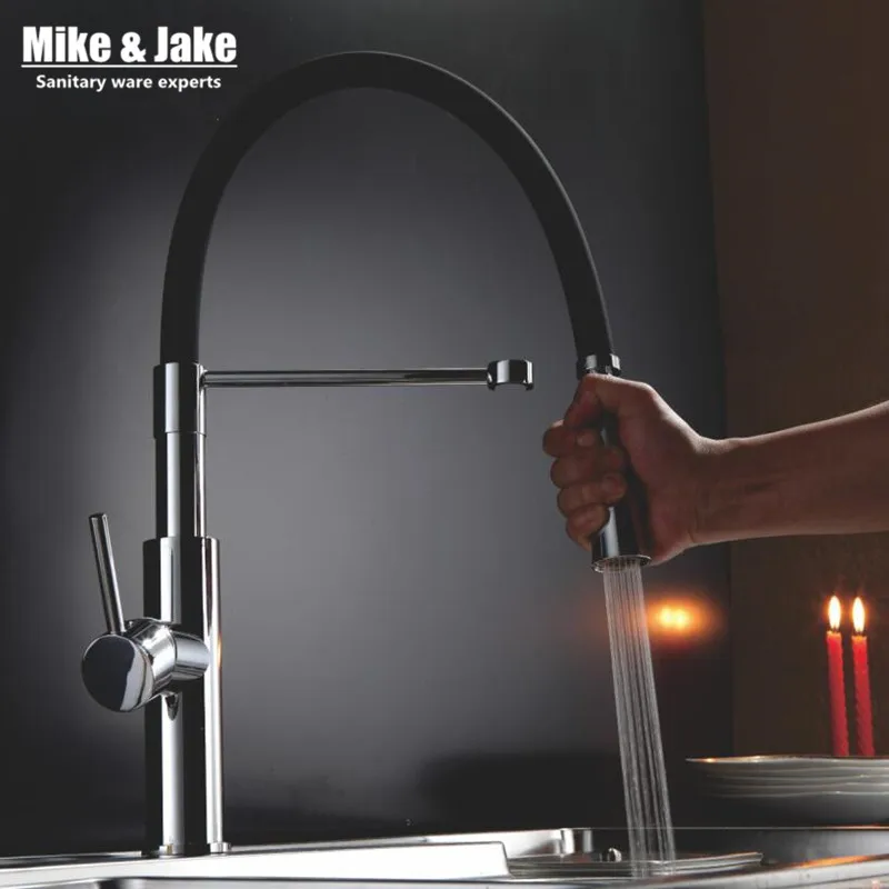 

New Black kitchen water tap pull down kitchen mixer sink faucet pull out taps for sink taps hot and cold kitchen faucets MJ907