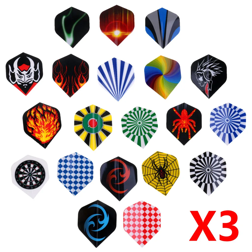 60 Pieces Professional PET Dart Flights Cool Multiple Styles Colorful Darts Flight Accessories