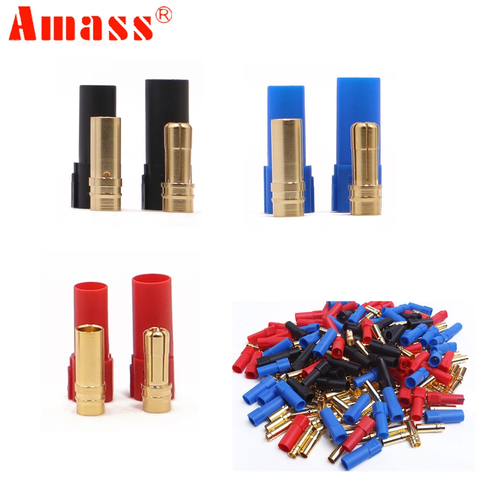 

30 Pair/lot Amass XT150 Male & Female Bullet Connector Plugs With Protective Hub 6.0mm Gold-plated Connector