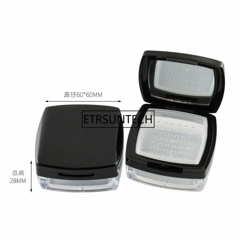 10g Empty Black Loose Powder Case With Mirror,Sifter Square Loose Powder Box With Sifter, Plastic Cosmetic Powder box F20171267