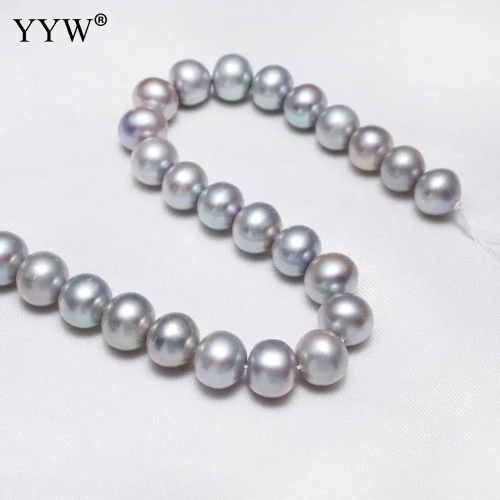 High Quality AAA Cultured Potato Freshwater Pearl Beads For DIY Necklace Bracelets Jewelry Making Grey 10-11mm Natural Pearls