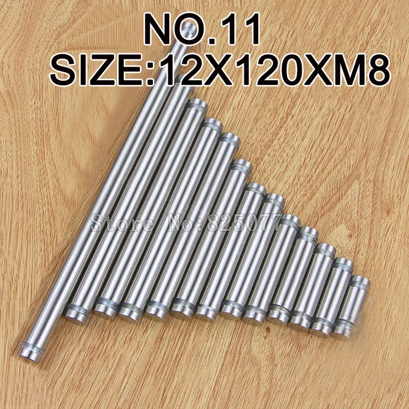 DHL Diameter 12x120mm 200PCS Stainless Steel Double Head Hollow Screw Acrylic Billboard Advertisement Fixing Screw KF1002