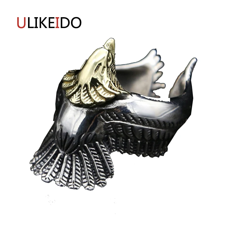 2019 Fashion Real 925 Sterling Silver Eagle Rings for Women men Boho Adjustable S925 Antique Rings Feather Anillos joyas 166