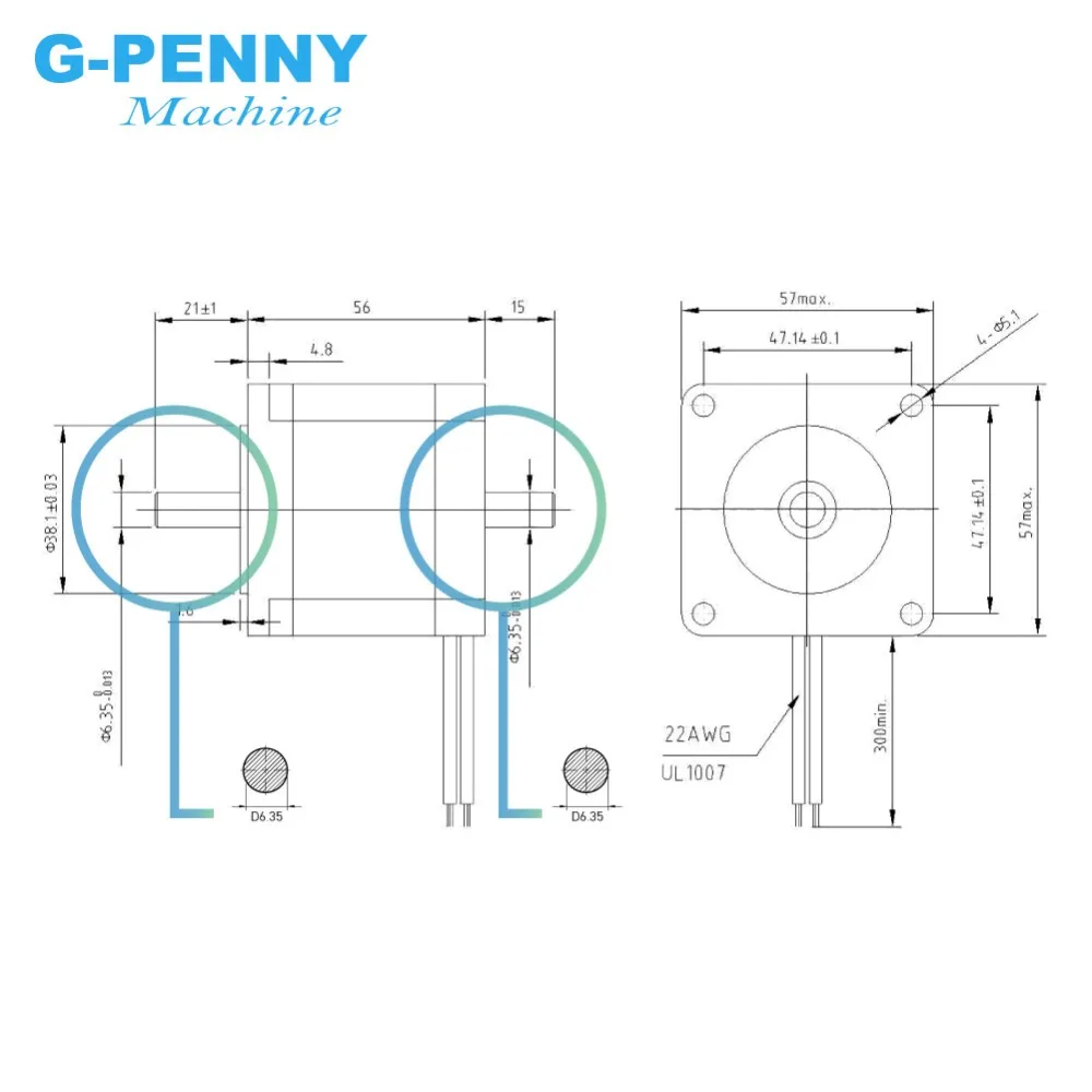 G-Penny CNC Stepper motor Dual Shaft 57x56 NEMA 23 stepper motor 3A 1.26N.m double shaft stepping motor 180Oz-in For CNC machine