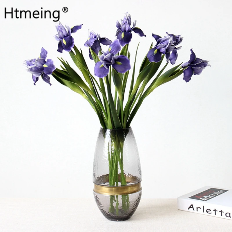 Htmeing 1pcs Fake Daffodil Real Touch Artificial Flowers Irish Flower Feel Alice Iris for Home Wedding Room Decoration