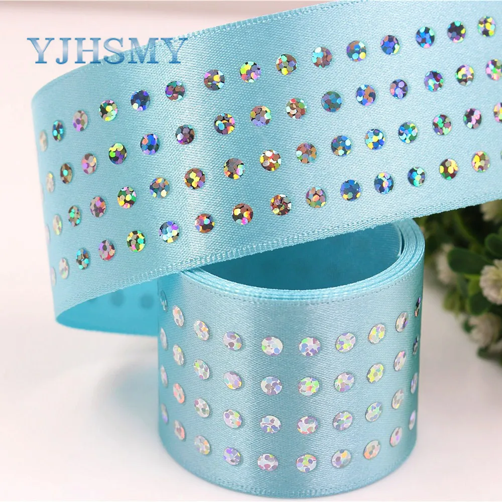 YJHSMY 184113,38 mm 2 yards Pure Ribbon White Sequin Ribbon Ribbon Wedding Accessories DIY Handmade Material Valentine's Day