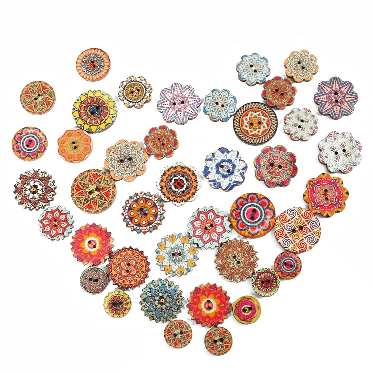 50pc 15/20/25mm Natural Wooden Bohemian Style Handmade Buttons Round Spiral Sewing Buttons Scrapbooking Sewing Accessories