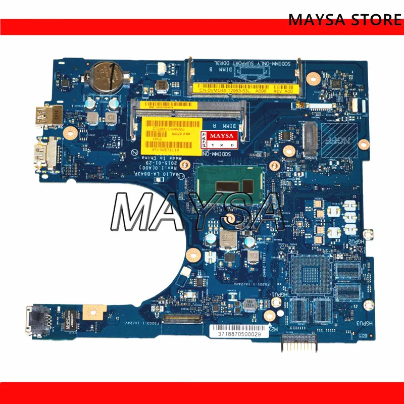 5HTPV 05HTPV FOR Dell INSPIRON 5458 5558 5758 Laptop Motherboard AAL10 LA-B843P REV:1.0(A00) I3-5005U  mainboard