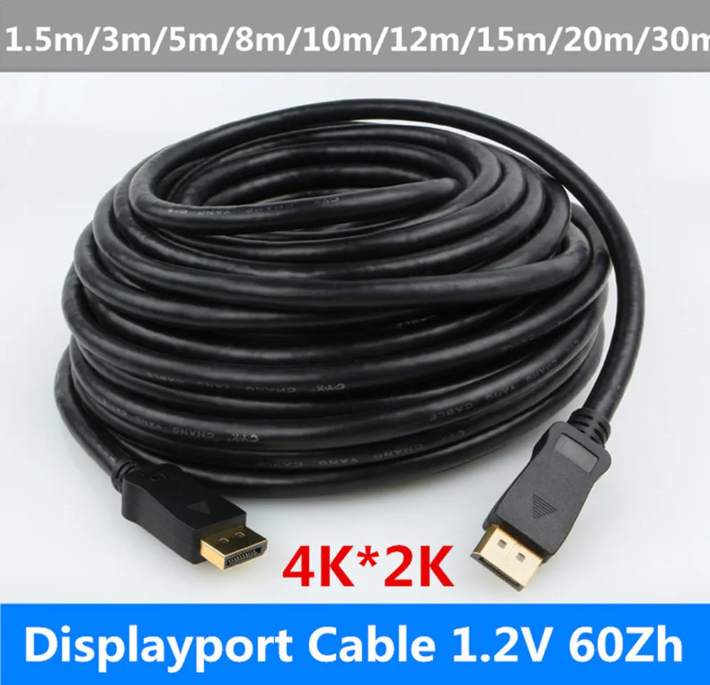 

Cable Display Port Male to DisplayPort Male DP to DP Cable 33ft 5M 3m 10M 20M for ATI Dell HP 3840p*2160p 4k*2k 60Hz 120Hz