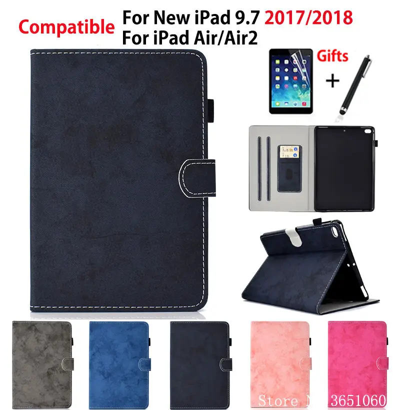 

Чехол для Apple iPad 9,7 "6-го поколения 2018 2017 A1822 A1893 A1954 чехол для iPad Air 1 2 чехол для планшета + пленка + ручка