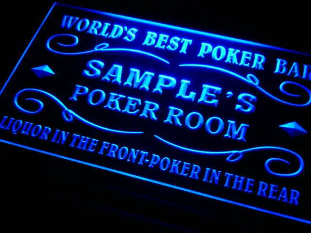 qn-tm Name Personalized Custom World's Best Poker Room Liquor Bar Beer Neon Light Signs with On/Off Switch 7 Colors 4 Sizes