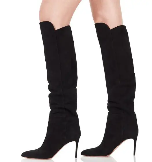 Chaussures femme boots suede leather stockings overknee boots sexy crotch female winter boots high heel long stretch booties