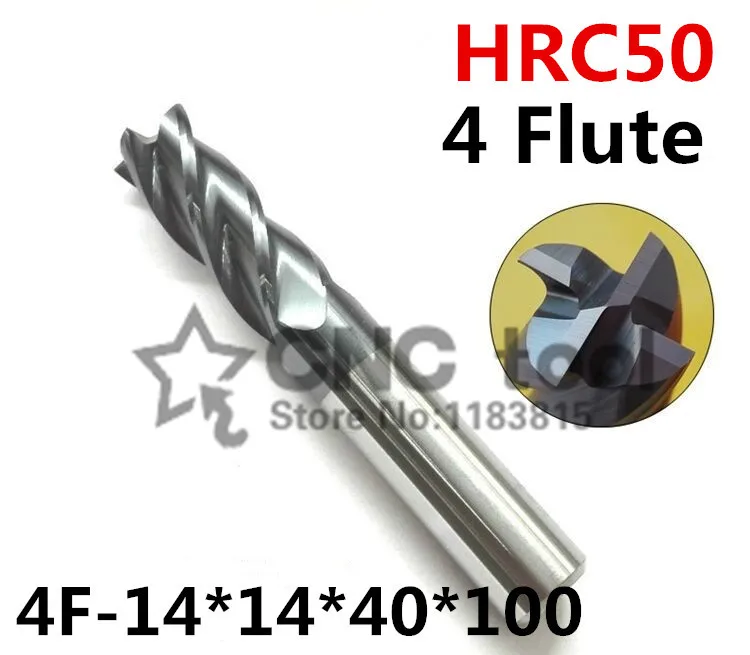 4f-14*14*40*100,material Carbide Square Flatted End Mill four 4 flute 14mm coating nano use for High-speed milling machine