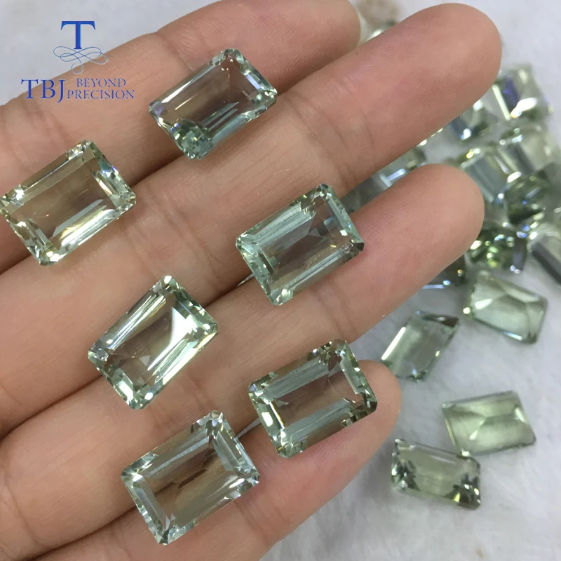 Tbj,8.2ct oct cut of Green amethyst 10*14mm for silver jewelry mounting,100% natural amethyst loose gemstones