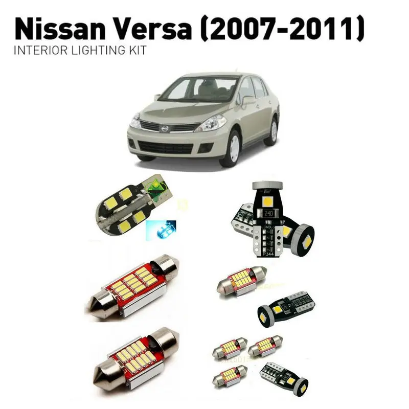 

Led interior lights For Nissan versa 2007-2011 9pc Led Lights For Cars lighting kit automotive bulbs Canbus