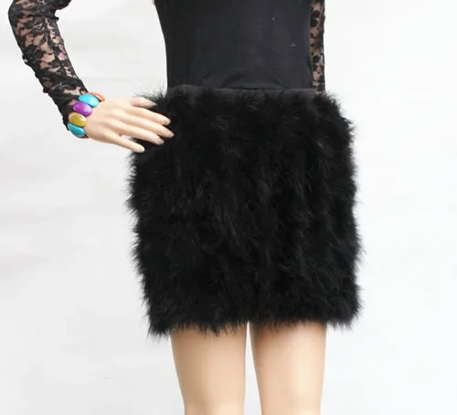 

women skirt of natural ostrich feather fur female fashion fur mini skirt blue pink 5 colors warm Plus Size V21