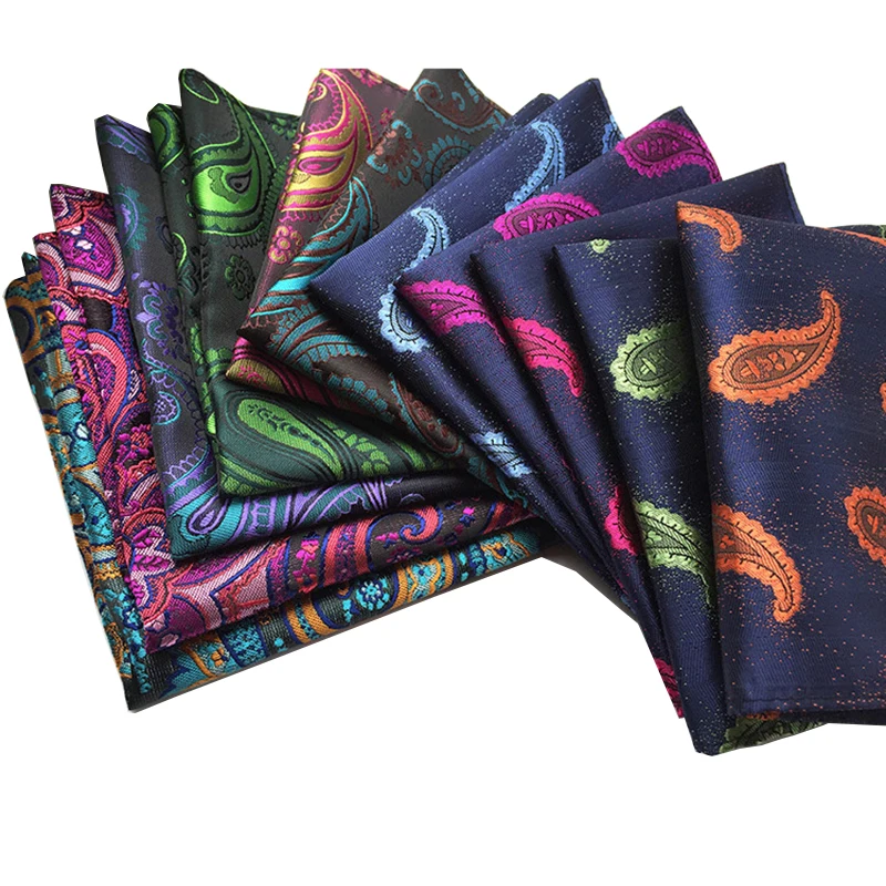 GUSLESON Vintage Men\'s Paisley Handkerchief Floral Pocket Square Business Chest Towel Hanky Gentlemen 25*25cm Suit Hankies