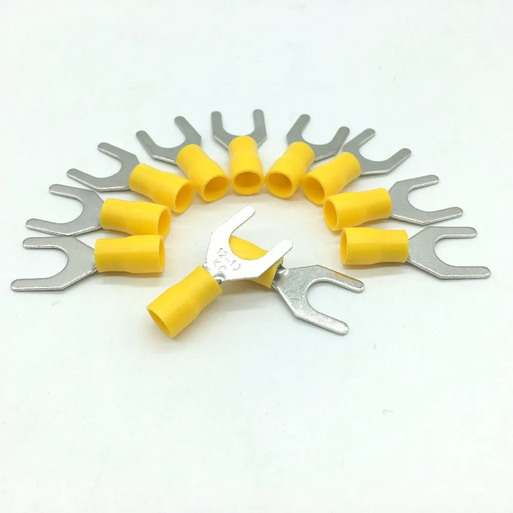 SV5.5-5 Yellow Furcate Pre-insulating Terminal(Type TO) Cold pressed terminals/Cable Connector/Wire Connector 100PCS/Pack