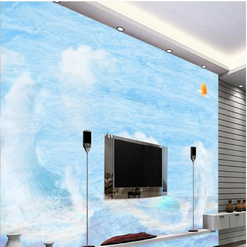 

wellyu Custom large fresco Heiner Sea marble background wall blue background wall wallpaper papel de parede para quarto