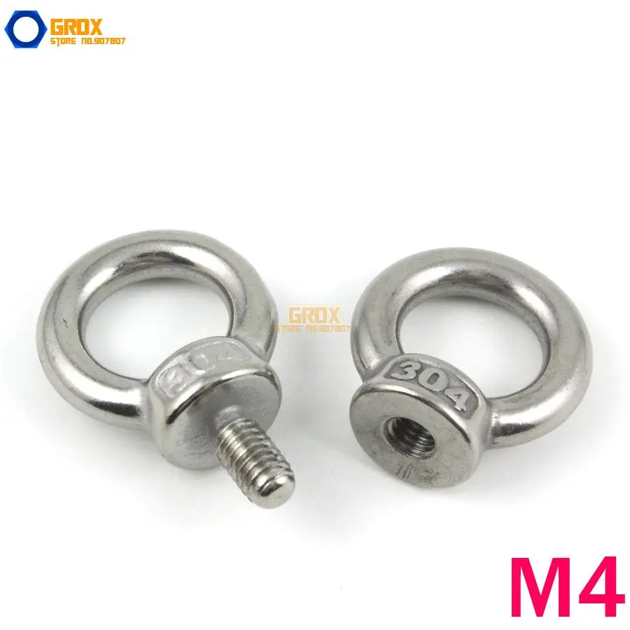 4 Sets M4*11mm Machine Eye Bolt & M4 Eye Nut 304 Stainless Steel