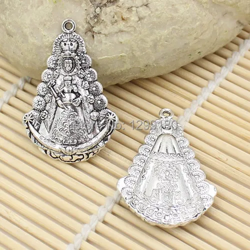 Onebeading Fashion Zinc Alloy Spanish Tibetan Silver Godliness Pendant For Necklace DIY Making Accessories 42x28mm 5pcs K02375