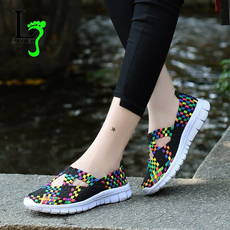2025 Fashion Womens Shoes Summer Sneakers Mixed Color Flats Breathable Casual Shoes Loafers Comfortable Mother Shoes Size 35-42