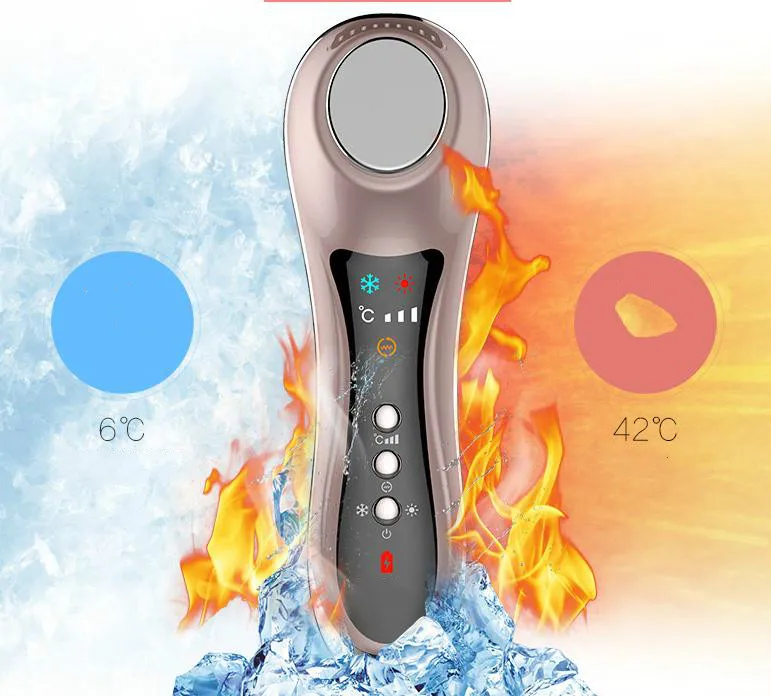 Anion Sonic Hot Cold Face Massager Beauty Skin Care Vibration Anti-aging Firming Anti-wrinkle Spa Machine Rechargeable