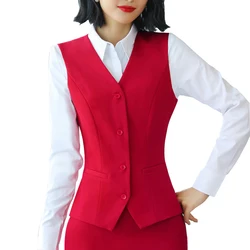 5XL Formal Career Black Red Women's Vest 2022 Summer Slim V-Neck Gilet Femme Waistcoat Female Sleeveless Jacket Work Wear Autumn