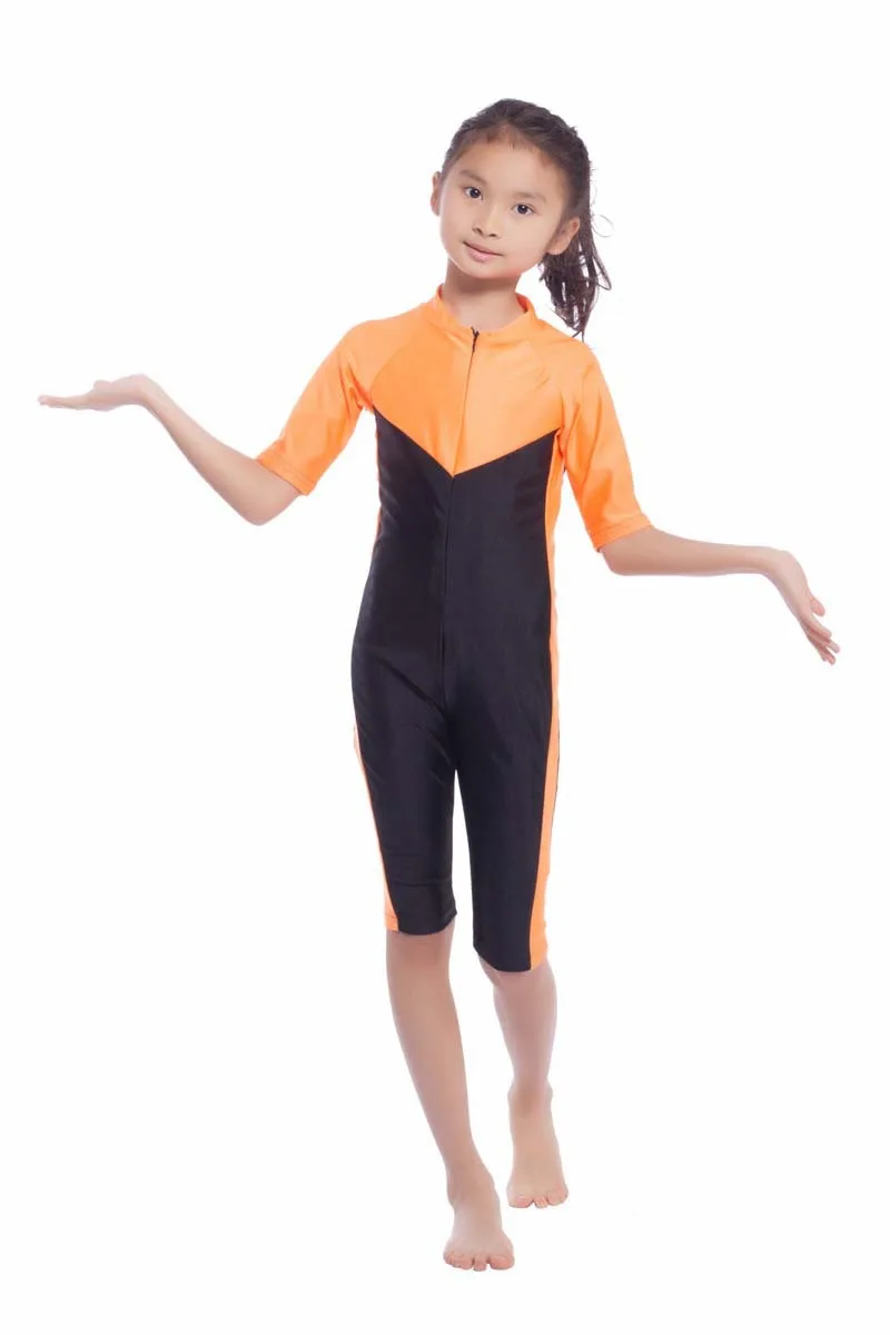 

Children's Muslim Swimsui One-Piece Short Sleeve Kids Girls Muslim Swimwears Modest Burkinis Islamic Arab Bathing Suit XX-411