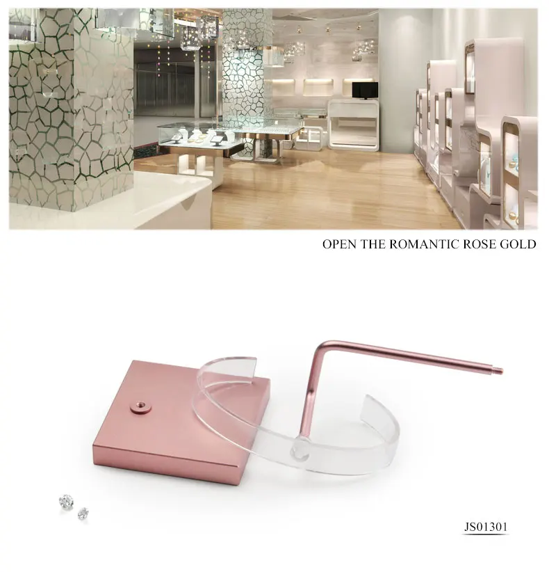 Oirlv Schwarz/Rosa Metall-Uhrenständer mit Acryl-Uhrenaufbewahrungsregal, Schmuck-Organizer, Theken-Schmuckständer für Juweliergeschäfte – Detail 6