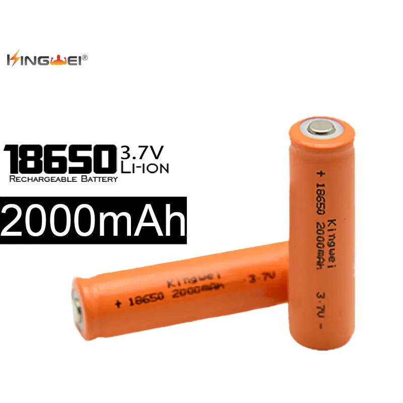 100pcs/lot Kingwei 2000mah Brand 18650 Batteries 3.7v  Rechargeable Bateria For Laser Pen Flashlight Battery for Powerbank