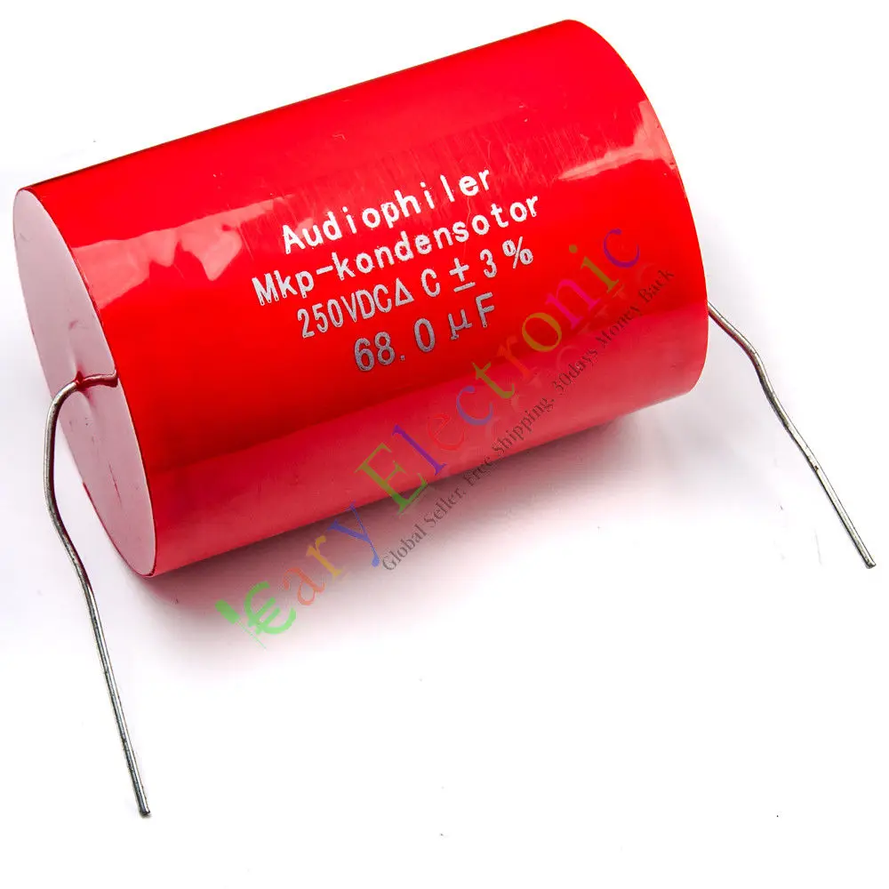 Wholesale and retail 1pc MKP 250V 68uf long copper leads Axial Electrolytic Capacitor audio amp part free shipping