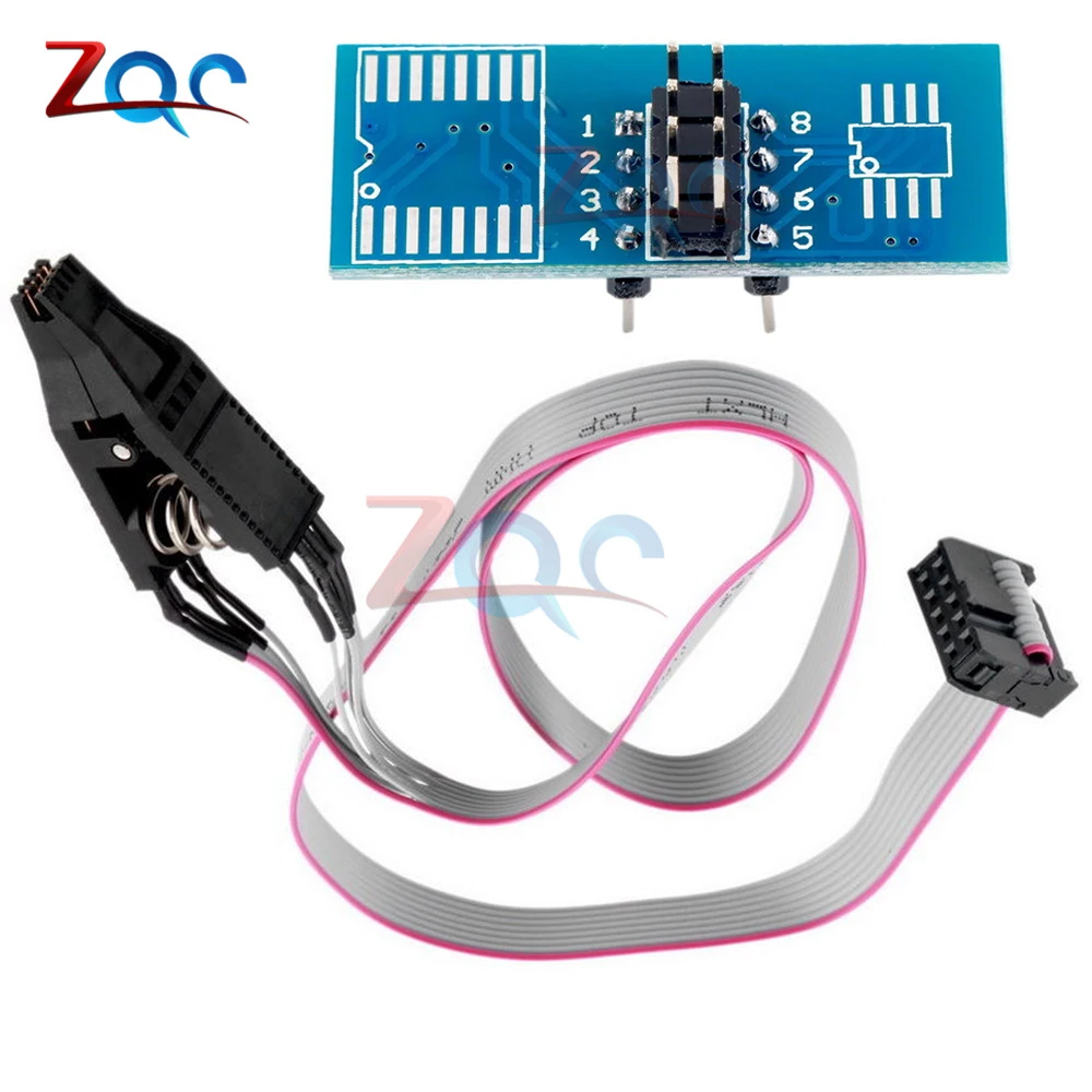 SOIC8 SOP8 DIP8 formato Flash Chip IC prueba Clips toma Adpter BIOS 24 25 93 USB programador Programable EZP2010