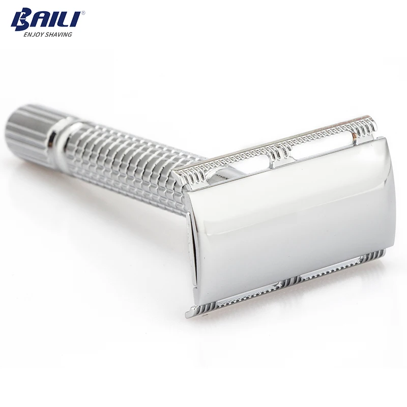 BAILI Men's Manual Shaving Safety Blade Razor Shaver Handle Barber Epilator Knife Beard Hair Care +1 Mirrored Travel Case BD171