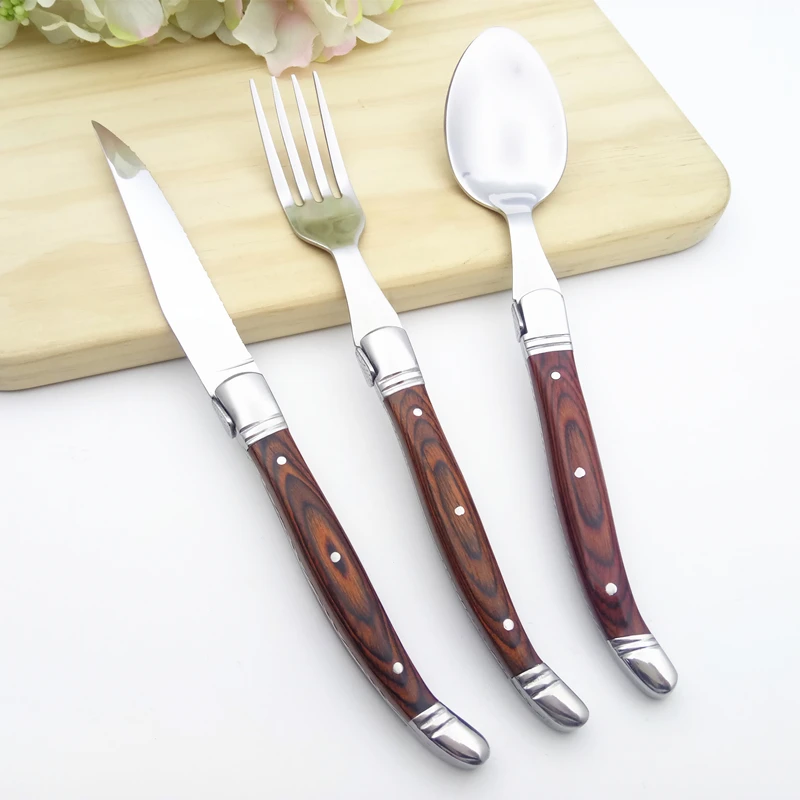 Food Scoop Fork Steak Knife Stainless Steel Flatware Set Portable Tableware Set Cutlery Black Handle Dinnerware For Soup 1set