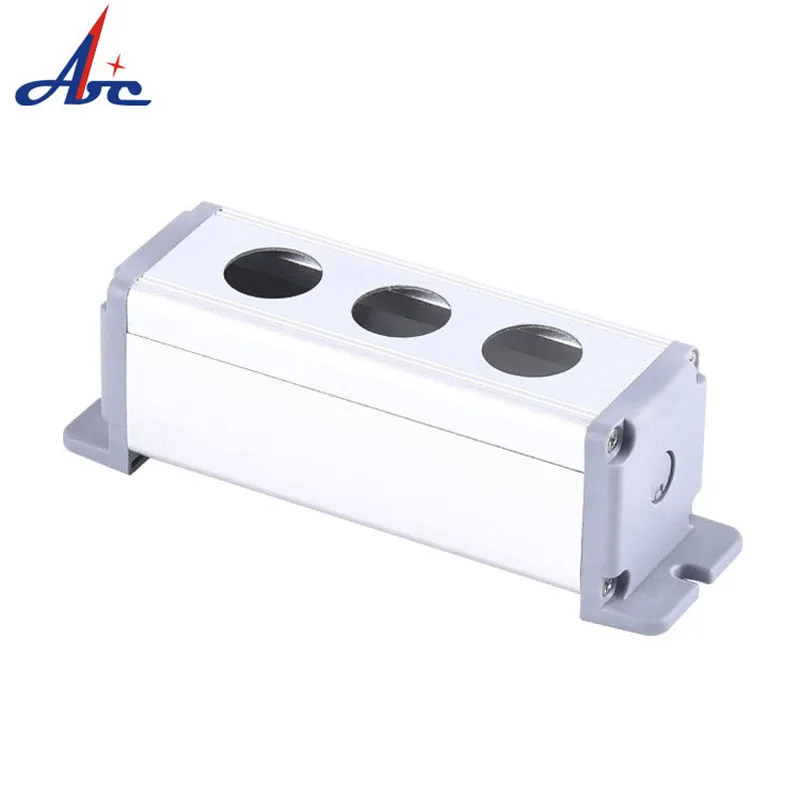 3 Hole Aluminium Alloy Switch Box 22mm 19mm 16mm Hole Size Single Cut-out Waterproof Push Button Box