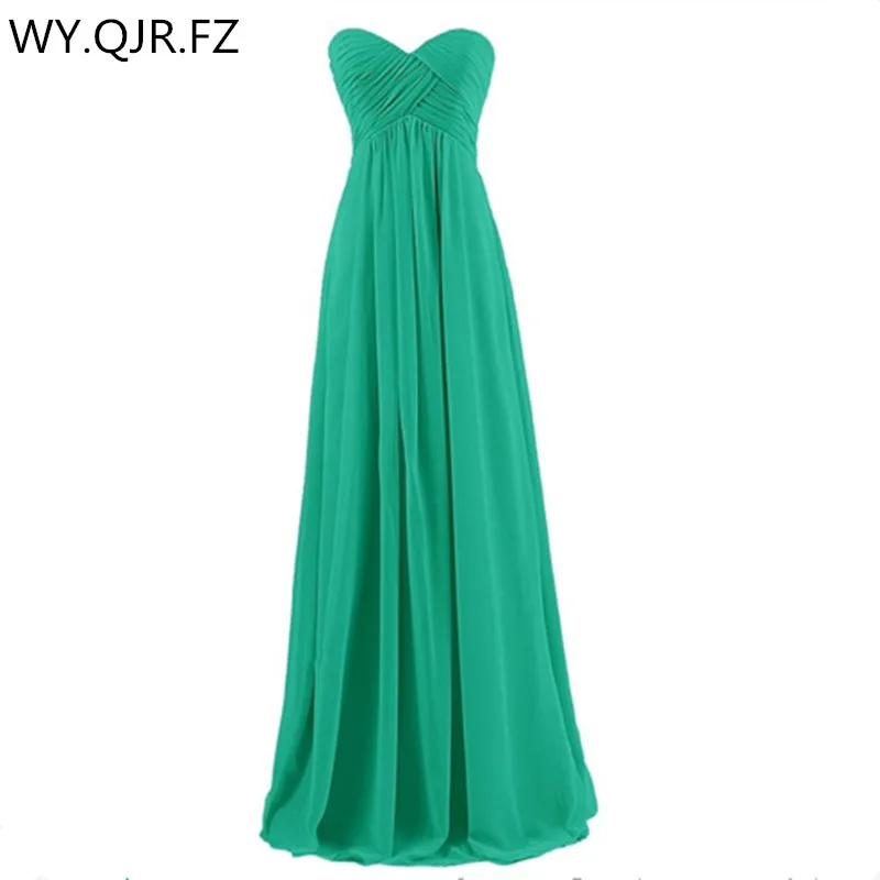 QNZL-100M # vert en mousseline de soie longues demoiselles d\'honneur robes mariée mariage fête Toast robe de Rhen gros personnalisé grande taille