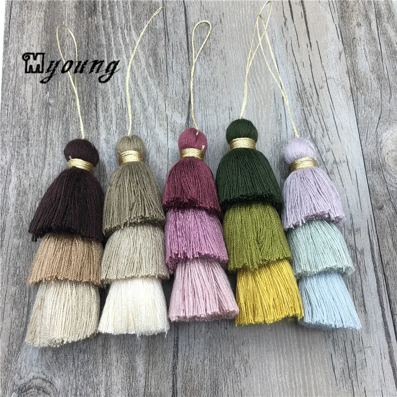 Layered Tassels Three Tier Jewelry Tassels Pendant Triple Cotton Tassel Ombre Tiered Earrings Tassels for jewelry making MY1428