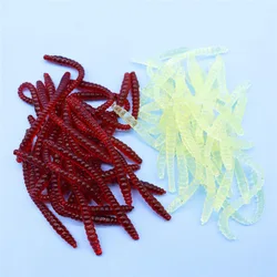 20pcs/lot Fishing Soft Lure Simulation Earthworm red/yellow Worms 6cm Artificial Lifelike Trout carp Lures fishing takcle