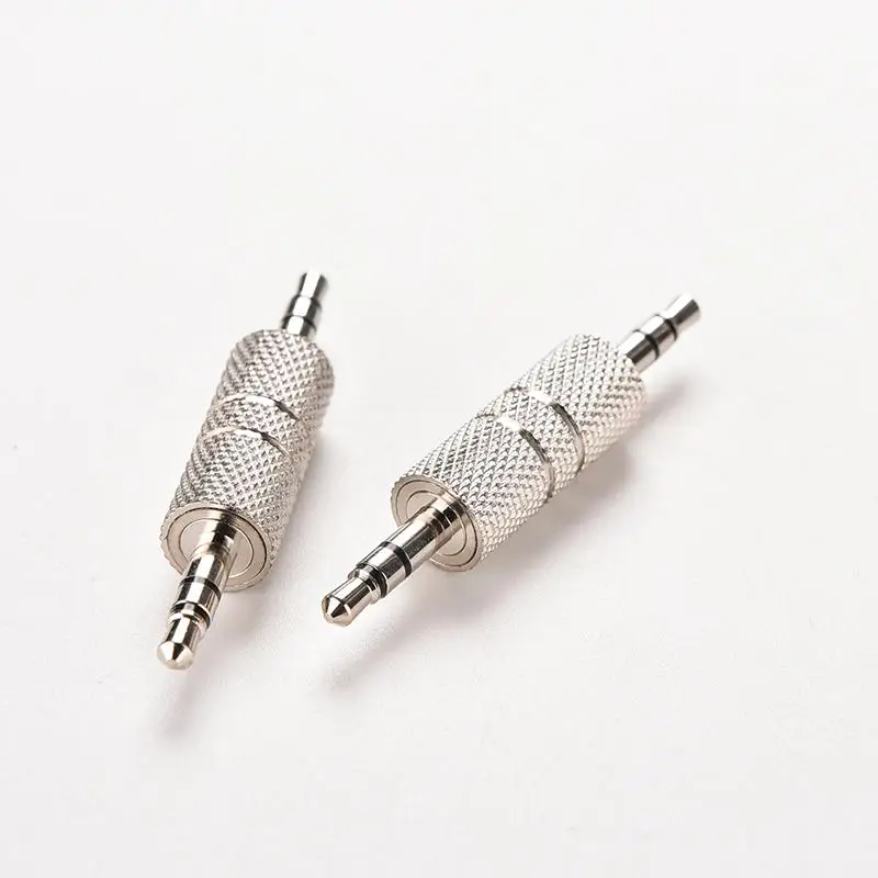 1PC Sliver 3.5mm Stereo Male to Male Audio Jack Plug Headphone Adapter Jack Coupler Connector