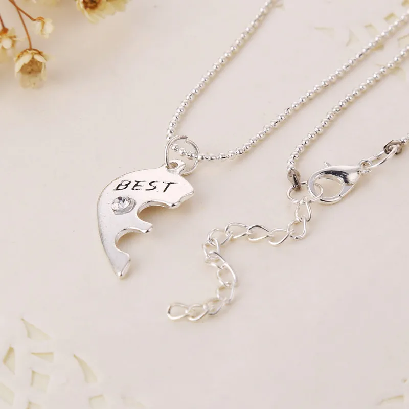 Xmas Gift BFF Statement Necklace 3 pcs Best Friends Forever Silver Color Necklaces Collar Friendship Heart Charm Pendant Gift