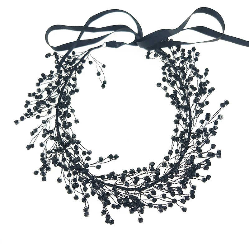 Himstory Nero Di Perline di Cristallo Sposa Fasce Della Principessa Dell'annata Tiara Accessori Per Capelli Da Sposa Delle Donne In Rilievo Da Sposa Hairbands