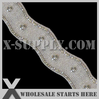 

DHL Free Shipping Crystal Rhinestone Applique Trimming,Clear Color Rhinestone in White Base