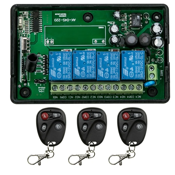 

AC80-260V 4CH RF Wireless Remote Control System / Motor and electric door 220V Learning code receiver