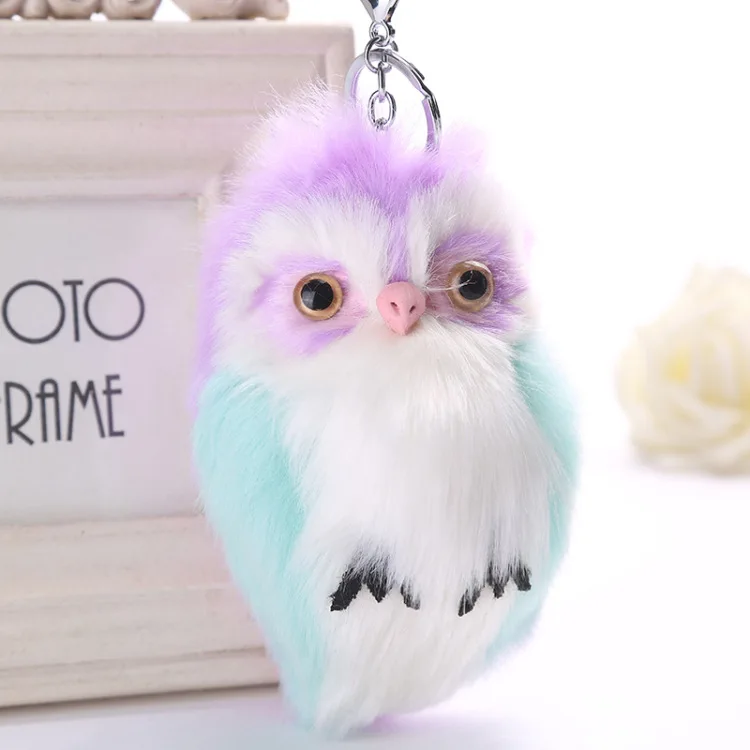 Imitation cony hair Pendants Keychain Lovely animal Owl Car Key Holder Fashion Bag Charm Accessories female Gift Jewelry K1636