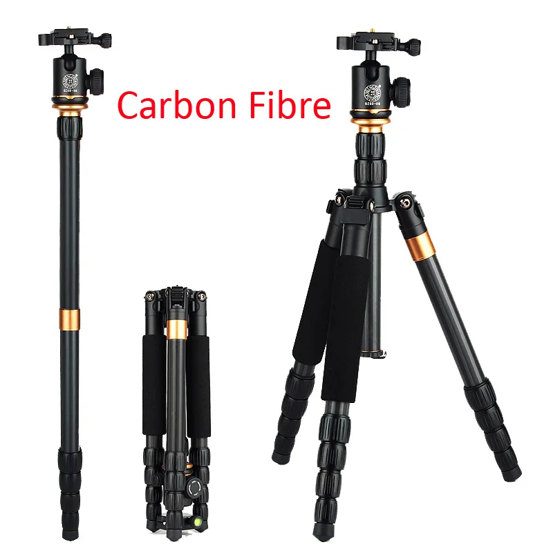 New QZSD Q990C Professional Carbon Fiber Tripod Monopod Ball Head Kit For DSLR Camera / Portable Traveling Tripod Camera Stand