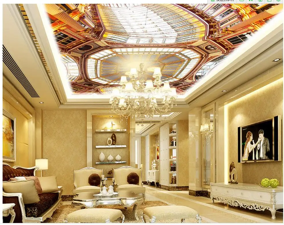 

European living room ceiling decorated murals living room Restaurant ceiling wall painting mural panel