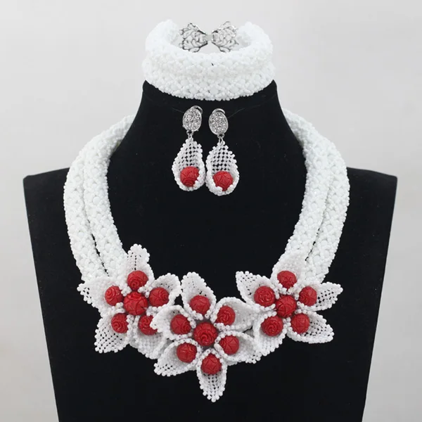 Handmade Flowers Latest Blue African Beads Jewelry Sets Women Wedding Jewelry sets For Party Bridesmaid Gift Free ShippingABH548