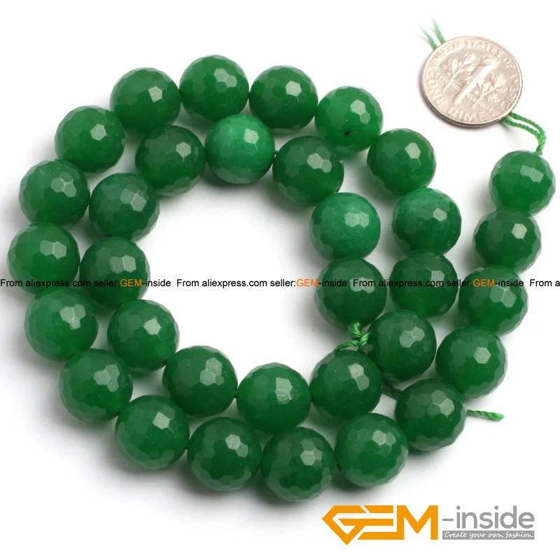 Green Jades Round Faceted Loose Spacer Accessorries Beads For Jewelry Making Strand 15 inch DIY Jewelry Bead For Women Gifts