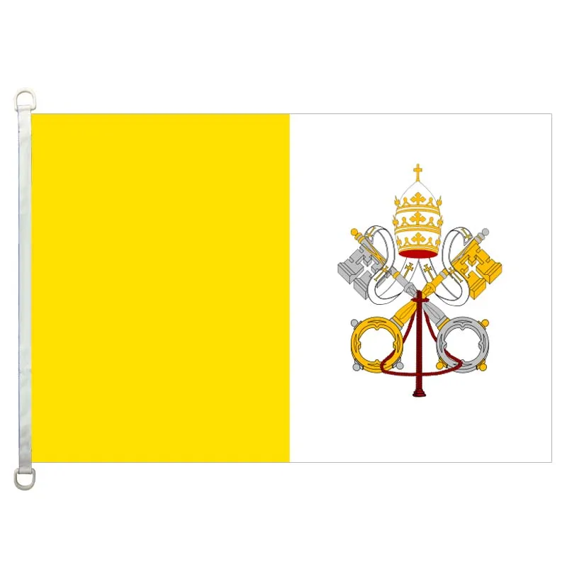 Vatican national  flag,90*150CM size, 120g/m2 knitted polyester fabric,with two D ring